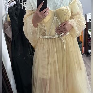 16w Formal event dress Prom Dress Wedding guest dress Long sleeved tulle dress